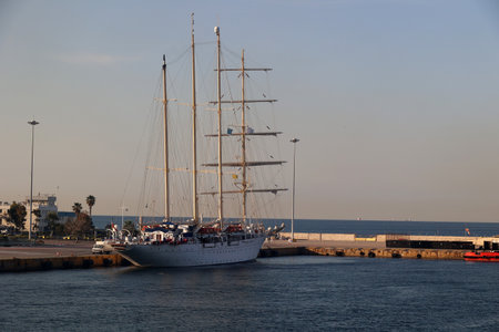 Four-masted sailing ship in the port of Piraeus - Greeceの写真素材