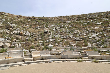 Ancient amphitheater on the Cyclades Island of Delos Greeceの写真素材