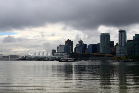 Vancouver skyline photographed from Stanley Park, British Columbia, Canadaのeditorial素材
