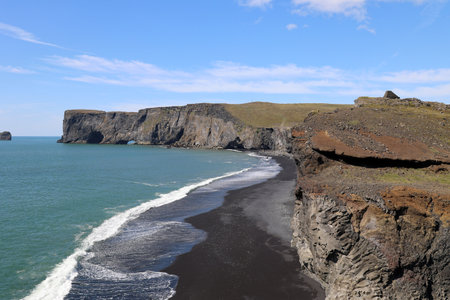 Dyrholaey peninsula fantastic coastal landscape-Icelandの写真素材