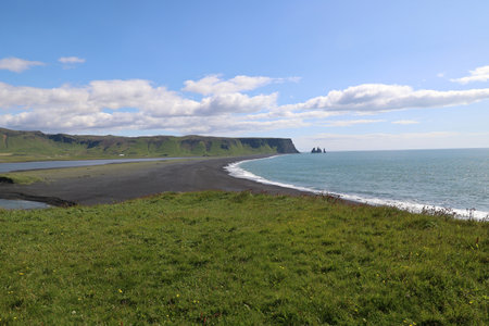 Dyrholaey peninsula fantastic coastal landscape-Icelandの写真素材