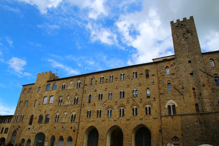 Palazzo dei Priori in the small Italian town of Volterra, Tuscany, Italyの写真素材