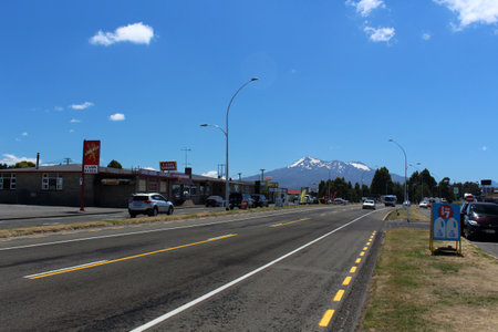 View of Ruapehu Volcano from Waiouru Village, North Island, New Zealandのeditorial素材