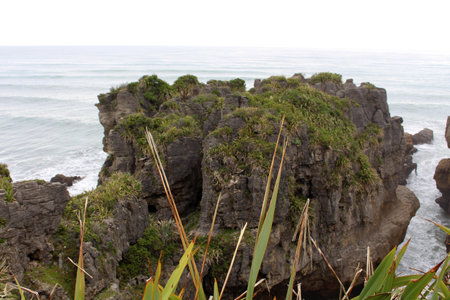 Pancake Rocks a rock formation in Paparoa National Park, South Island, New Zealandの写真素材