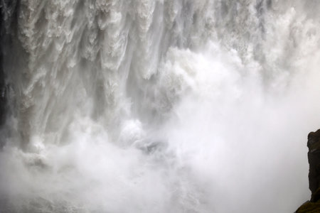 Iceland-Dettifoss waterfall one of the largest waterfalls in Europeの写真素材