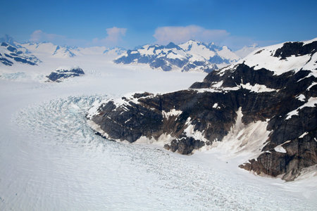 LeConte Glacier in Alaska photographed from an airplaneの写真素材