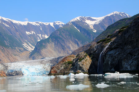 Sawyer Glacier is a valley glacier in the Boundary Ranges of Alaska, United States and British Columbia, Canadaの写真素材