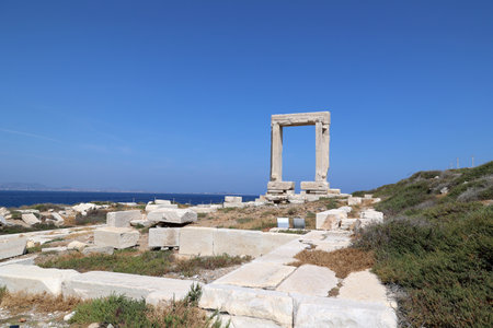 Portara of Naxos - Temple of Apollo - on the Cyclades Island of Naxos - Greeceの写真素材
