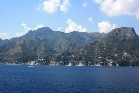 Coastal landscape Salerno a port city on the Gulf of Salerno, in the south of Italyの写真素材