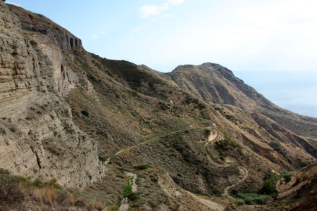 Cave di Caolino are disused kaolinite quarries in the upper part of the sea cliffs on the northwest coast of the island of Lipariの写真素材