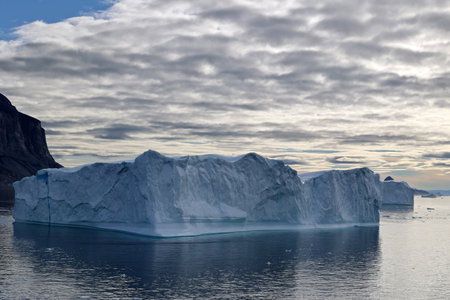 Icebergs in Uummannaq Fjord, Greenland, Denmarkの写真素材