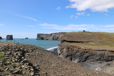 Dyrholaey peninsula fantastic coastal landscape-Icelandの写真素材