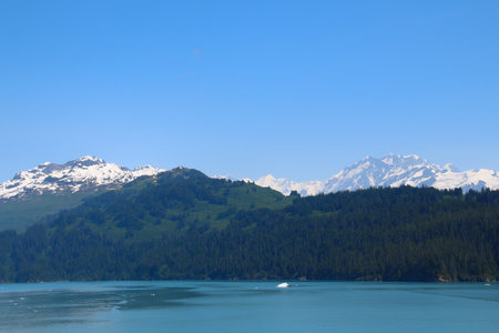 Mountain landscape on the shore of Prince William Sound, Alaskaの写真素材