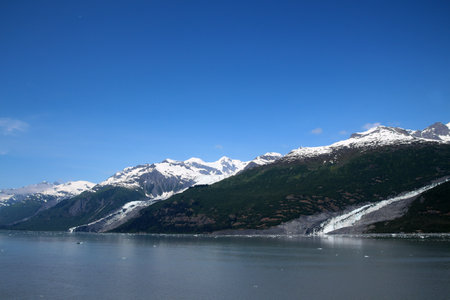 Mountain range in College Fjord the northern sector of Prince William Sound, Alaskaの写真素材