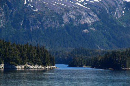 Mountain landscape on the shore of Prince William Sound, Alaskaの写真素材
