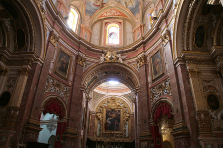 Inside view of Church of the Annunciation of Our Lady, Mdina, Maltaの写真素材
