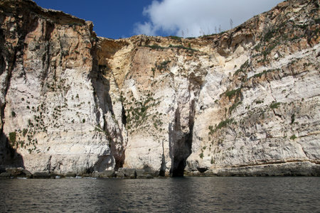 Cliffs at the Blue Grotto on the island of Maltaの写真素材
