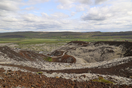 The volcanic crater in Iceland, Europeの写真素材