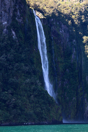 Stirling Falls in the Fiordland National Park, South Island of New Zealandの写真素材
