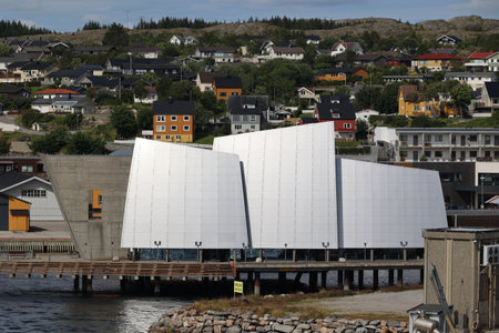 View of the Coastal Museum in the Norwegian town of Rorvikの写真素材