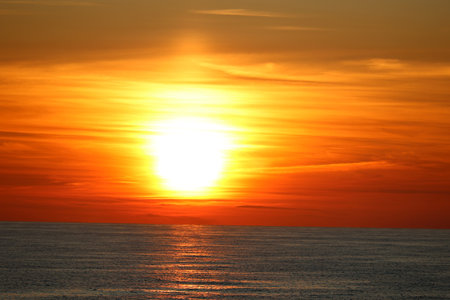 Fantastic sunset in the North Seaの写真素材