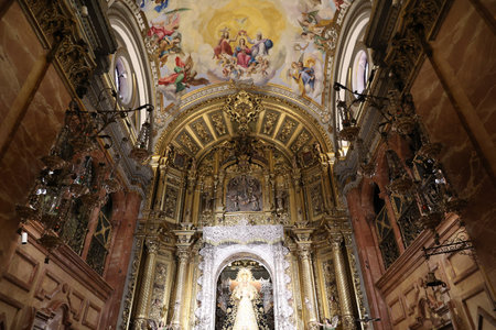 Interior view of the Basilica of Our Lady of Hope Macarena, Seville, Andalusia, Spainの写真素材