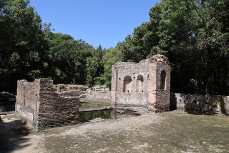 Ancient remains of the ruined city of Butrint, Albania - Roman bath-Thermal bathの写真素材