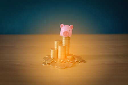 Money Saving Ideas for Homes, Financial and Financial Ideas, Saving Money in Preparing for the Future, Growing Up of Coinsの写真素材