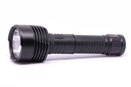 Isolated black flashlight on white background