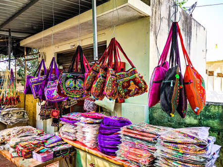 Somnath Beautiful Indian Village Bag Shopの写真素材