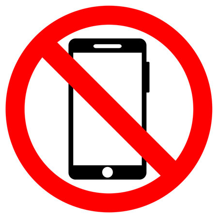A Mobile Phones Not Allowed Notice Massage Icon Symbol Sing Logo With White Backgroundの写真素材