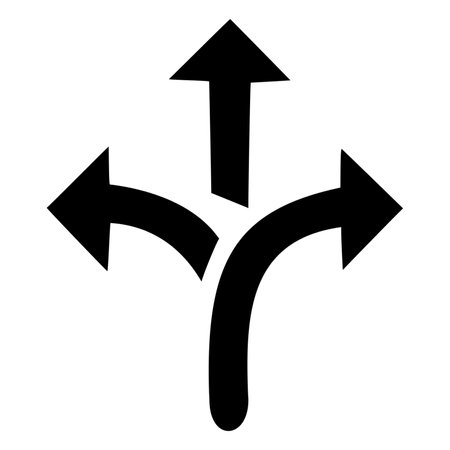 A Three Way Director Sign, Way Choice Concept Icon, Road Arrow Flexibility Flat Design Symbol Illustration Photoの写真素材