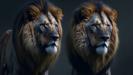 A Lion Portraiture Of The World Animals Day Concept, AI Generative Illustrationの素材