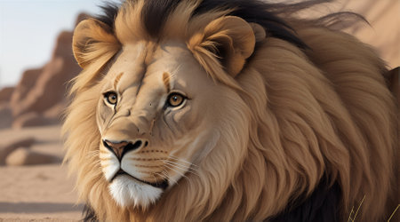 A Lion Portraiture Of The World Animals Day Concept, AI Generativeの素材