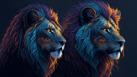 A Lion Portraiture Of The World Animals Day Concept, AI Generativeの素材