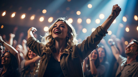 A Happy woman in a concert, AI Generativeの素材