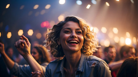 A Happy woman in a concert, AI Generativeの素材