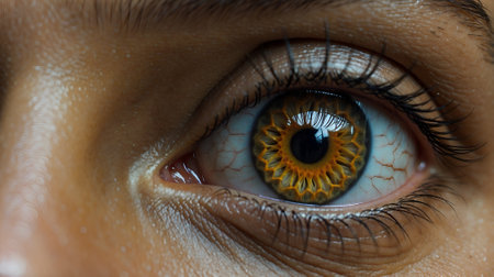 A close-up view of a person's eye with vibrant pink makeup. Perfect for beauty and fashion-related projects, AI Generativeの素材