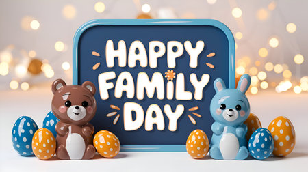 A Happy Family Day Text Typography Lettering Calligraphy Banner Cards Events Celebration