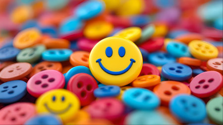 A Colorful Smiley Faces, Celebrating the International Day of Happiness.の写真素材