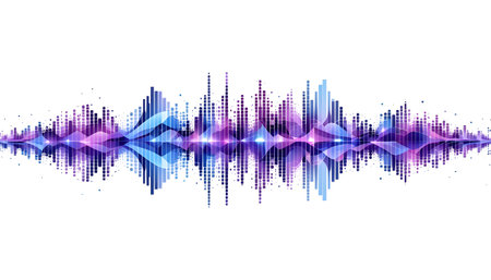 An Abstract motion sound wave equalizer colorful gradient purple blue isolated on white background