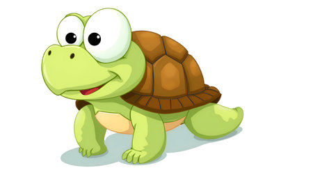 An  3d Sea Turtle Cartoon Character on Transparent Backgroundの写真素材