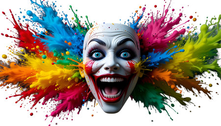 An April fools day. April 1st. Fools. Mask of laughter and smiles. Joy and jokes. Clowns and artists.の写真素材