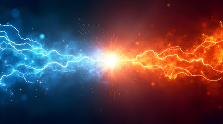 An VS versus Background match challenge versus thunder flame blue and red abstract background