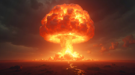 A Nuclear explosion. Consequence of nuclear bomb strikes, Photo Illustration Image Pictureの写真素材