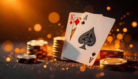 A Playing Cards Casino background with colorful lights and flares, Photo Illustration Image Picture