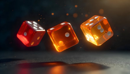 A Set of casino dice with isolated black background, online casino gambling, Luxury dice for games, Photo Illustration Image Pictureの写真素材