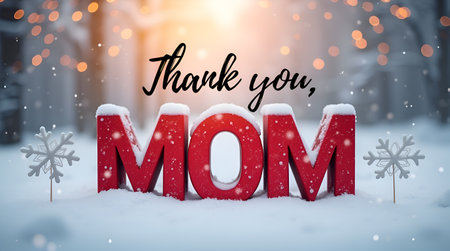 A Snowy Gratitude A Winter Tribute to Mom, Mother's Day, Mothers Day, Photo Illustration Image Pictureの写真素材
