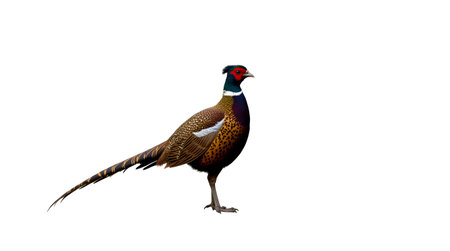A Male european common pheasant Photo Illustration Image Picture, White Background