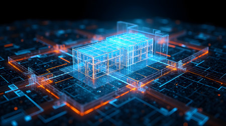 A Digital Twin of Construction Project Showcasing Progress Material Usage and Timeline Management, Photo Illustration Image Picture Photographyの写真素材